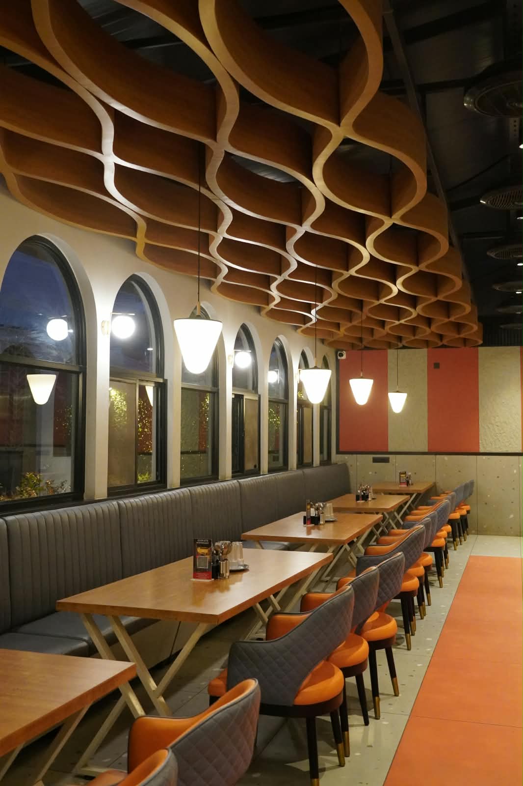 Sculpted Wooden Acoustic Wave Ceiling