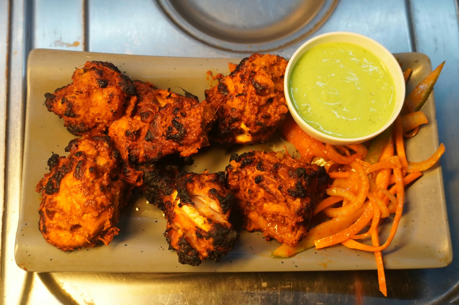 Tandoori Chicken Tikka with Mint Chutney